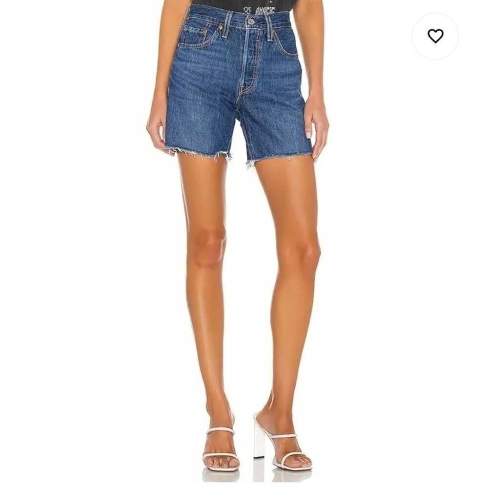 Levis 501 high rise Raw Hem Mom Denim jean shorts plus‎ size 16W new!!!
